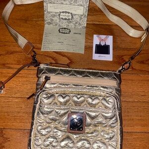 Brighton Heart to Heart Kallista Gold Messenger/Crossbody Purse 👜 NWT